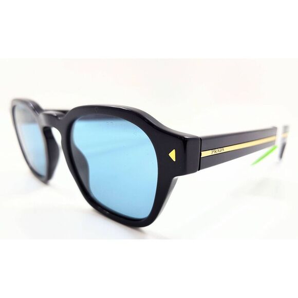 PRADA A16S BLACK SHN POLARIZED BLUE LENSE SUNGLASSES NEW IN CASE & BOX WITH TAGS - Picture 5 of 15
